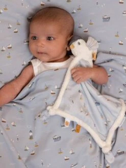 Doudou Carré Mouette - Sailors Bay - LITTLE DUTCH Bleu Grisé - Little Dutch -Jouets et Rêves Soldes 2025 doudou carre mouette sailors bay little dutch 2