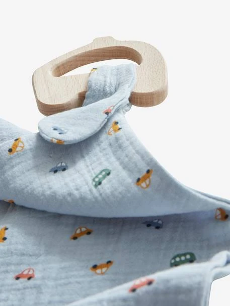 Doudou En Gaze De Coton + Hochet Bois EN VOITURE SIMON Multicolore - Vertbaudet 8 Doudou En Gaze De Coton + Hochet Bois EN VOITURE SIMON Multicolore - Vertbaudet – Image 6